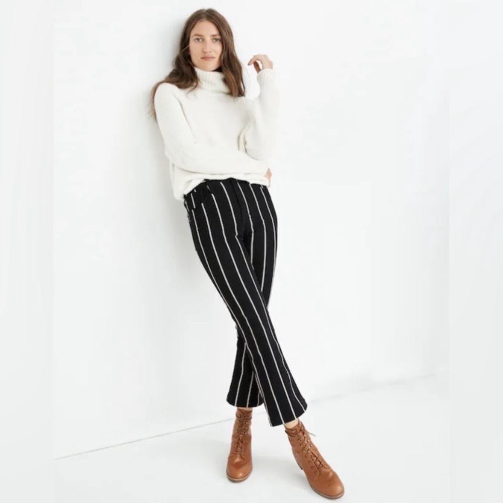 Madewell Cali Demi-Boot Jeans in Elsie Stripe high
rise black denim flare Sz 29 - Picture 4 of 15